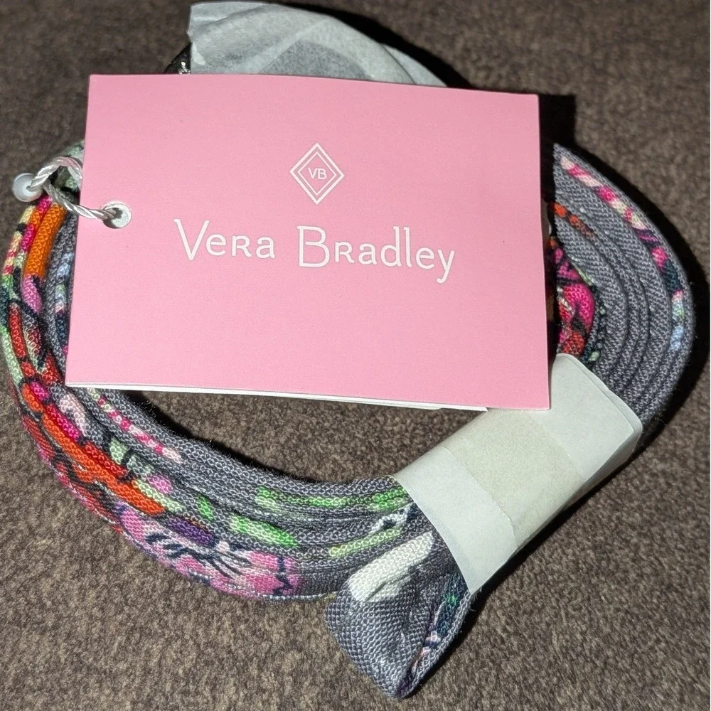 Vera Bradley Lanyard Hope Blooms Floral Gray‎ Pink Cotton Neck Strap 28145-X55